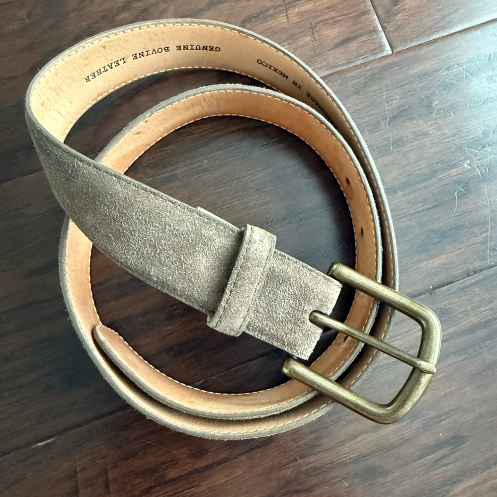 Tecovas Men's Suede Size 32 Belt Snap-Buckle Enclosure 5 Belt Holes  Granite